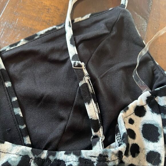 NWT Active USA Size Small Black and White Leopard Romper Spaghetti straps - Picture 7 of 11